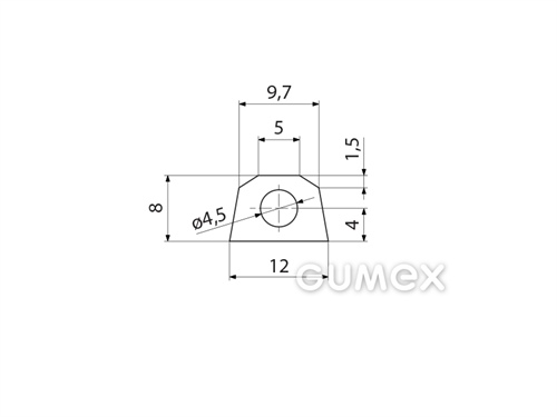 Silikónový profil tvarový s dutinkou, 8x12mm, 60°ShA, -60°C/+180°C, transparentný